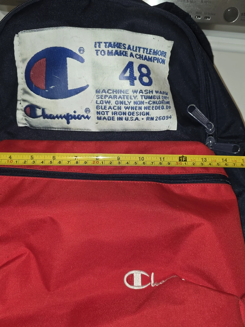 Champion Navy and Red Canvas Backpack